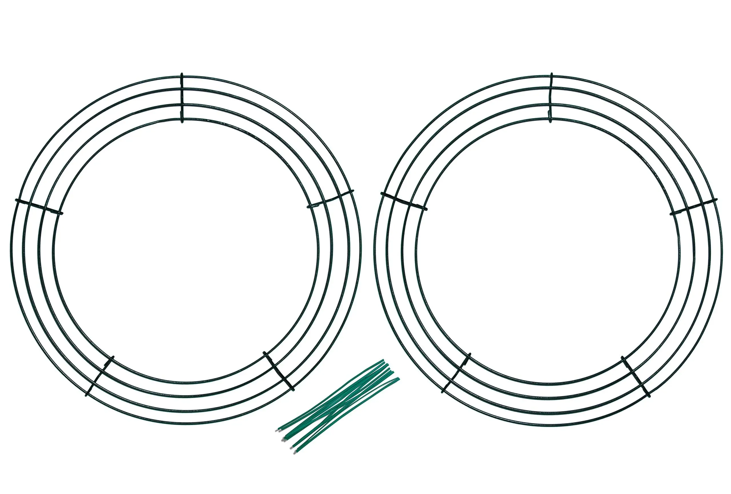 Pack of 2 Wire Wreath Frame (12 Inch) with 10 Twist Ties – Round Metal Wreath Form for Crafts & Floral Decorations on Weddings Christmas Home Party Celebrations, Dark Green