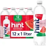 Hint Water Watermelon (Pack of 12), 1 Liter Bottles, Pure Water Infused with Watermelon, Zero Sugar, Zero Calories, Zero Sweeteners, Zero Preservatives, Zero Artificial Flavors