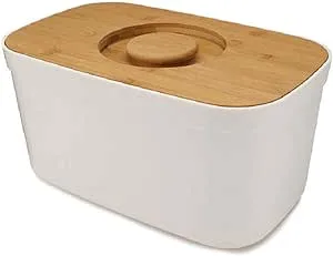 Joseph Joseph Bread Box with Removable Bamboo Cutting Board,White