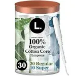 L. Tampons, Cotton, Organic, Regular + Super - 30 tampons