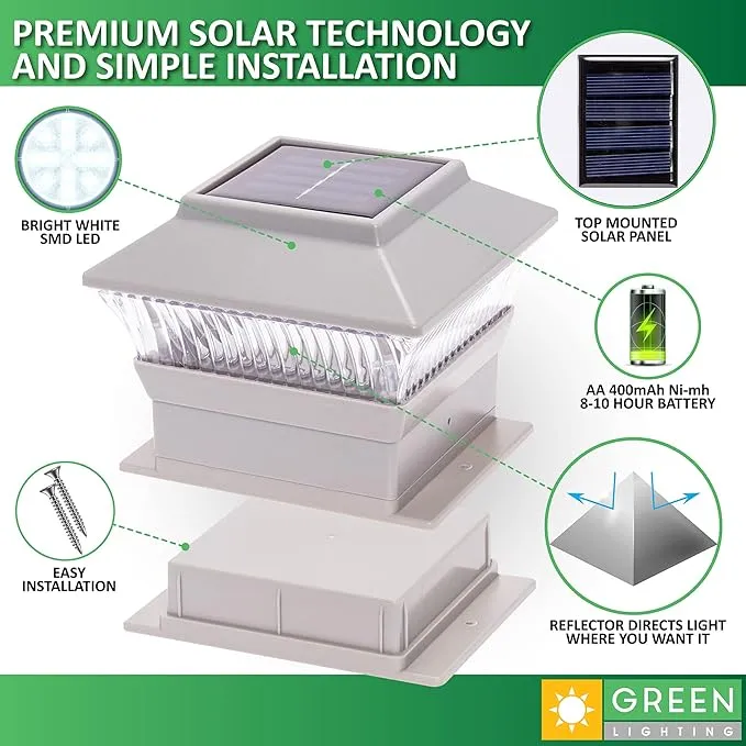 Greenlighting Standard Solar Post Cap Lights Fits 4x4 Wood, 4x4 5x5 PcVVinyl ...