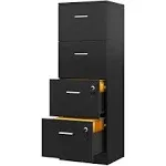 DWVO 4-Drawer File Cabinet with Lock, Filing Cabinet for Letter A4-Sized Files, 