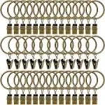 AMZSEVEN 40 Pack Curtain Rings with Clips Drapery Clips with Rings Drapes Rings 1.26