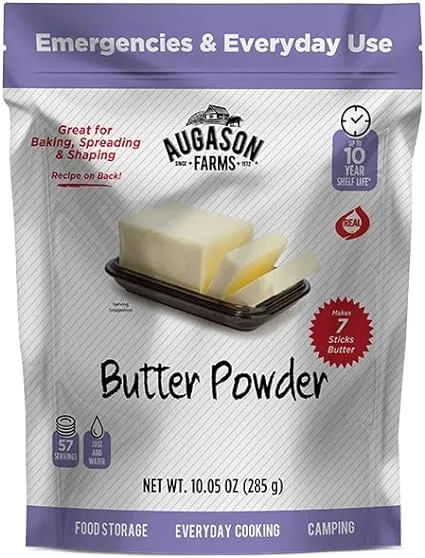 Augason Farms 10 oz. Dehydrated Butter Powder, Resealable Pouch