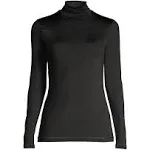 Lands' End Women's Thermaskin Heat Long Sleeve Turtleneck Long Underwear Top - Black