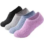 SKOLA 4/6 Pairs Cozy Winter Fuzzy Women Socks Grip Slippers Fluffy House Non Skid Microfiber Socks