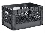 Juggernaut Storage 24 Quart Stackable Storage Crate with Handles, Black (3 Pack)