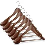 Casafield - 6 Cherry Wide Shoulder Wooden Suit Hangers -  Assorted Colors 