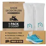 NonScents Shoe Deodorizer 1-Pack (2 Count) - Odor Eliminator, Air Freshener, Smell Absorber, Scent Remover for Shoes, Gym Bags, Soccer Cleats, Closets, Pet Area, Reusable - Shoe Deodorant