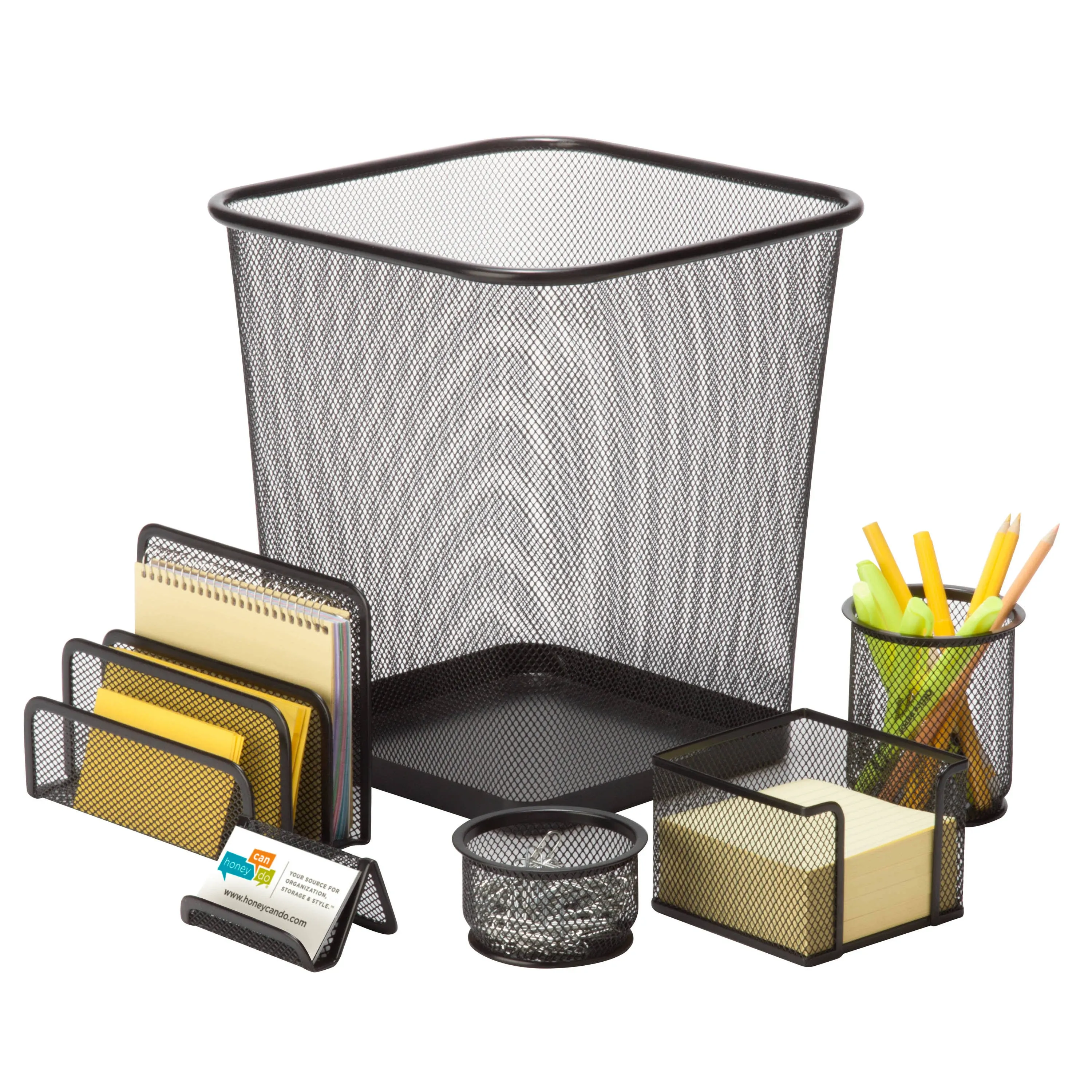 Honey-Can-Do 6-Piece Wire Mesh Desk Set, Black (OFC-03491) | Staples