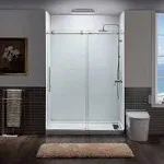 Woodbridge Frameless Shower Doors 56-60" Width x 76" Height with 3/8"(10mm) Clear Tempered Glass in Brushed Nickel Finish