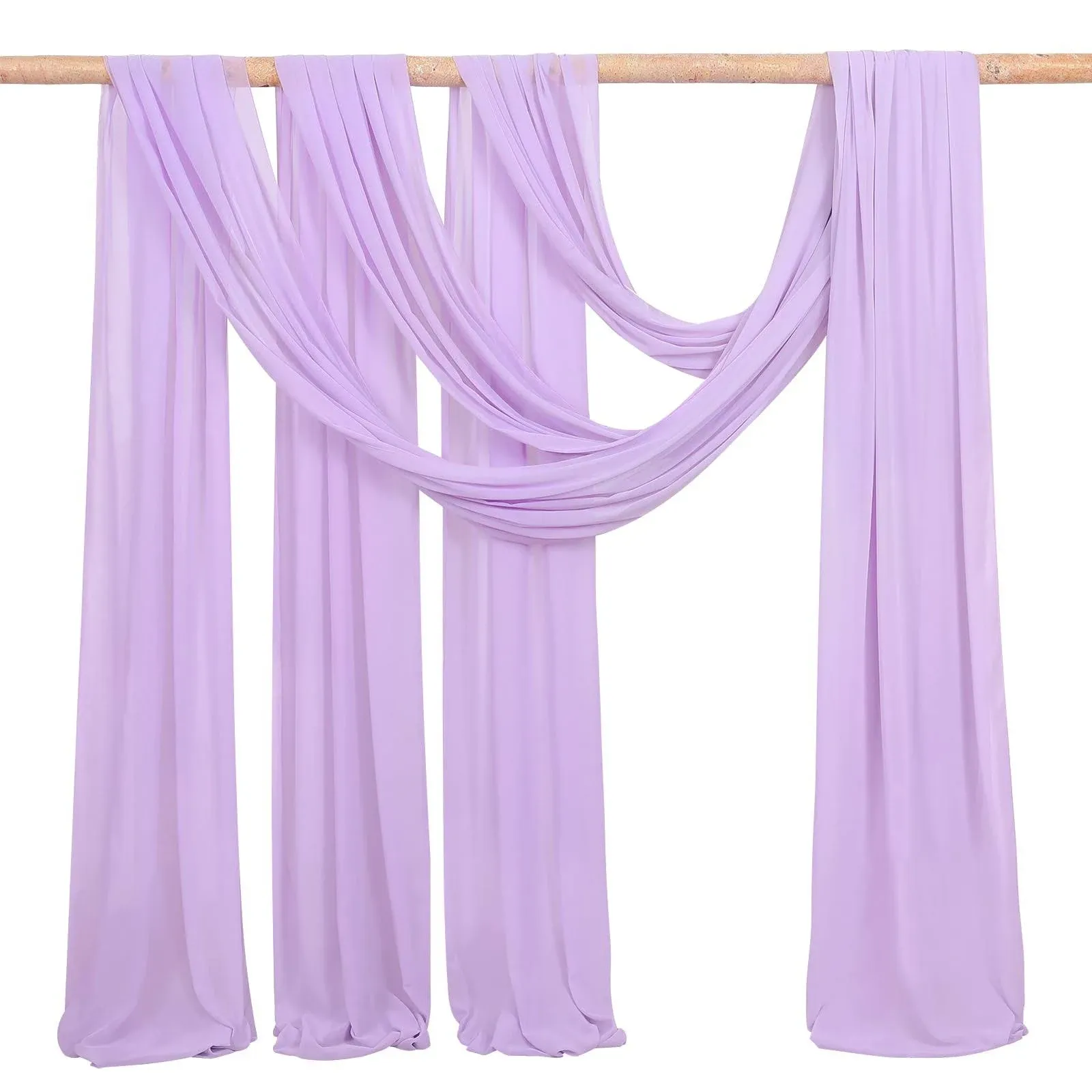 MoKoHouse Light Purple Wedding Arch Drapes 3 Panels 6 Yards Chiffon Wedding Backdrop Fabric for Party Ceremony Arch Stage Decorations