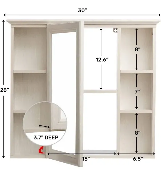 ALIMORDEN Mirror Medicine Cabinet with Shelves