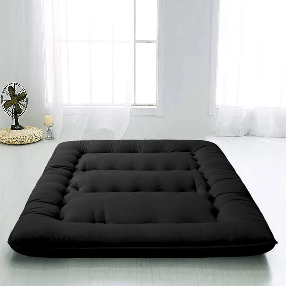 MAXYOYO Japanese Futon Floor Mattress, Twin-King Size Futon Mattress, Black, Twin / 4inch