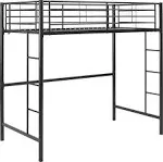 Costway Twin Loft Bed Frame with 2 Ladders Full-length Guardrail