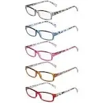 Kerecsen Reading Glasses 5 Pairs Fashion Ladies Readers Spring Hinge with Pattern Print Eyeglasses for Women