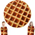 Waffle Throw Blanket 60 inches for Adult and KidsRound Waffle Food Throw Blan...