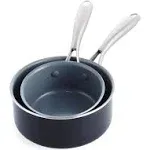 GreenPan Swift Healthy Ceramic Nonstick, 1QT and 2QT Saucepan Set,