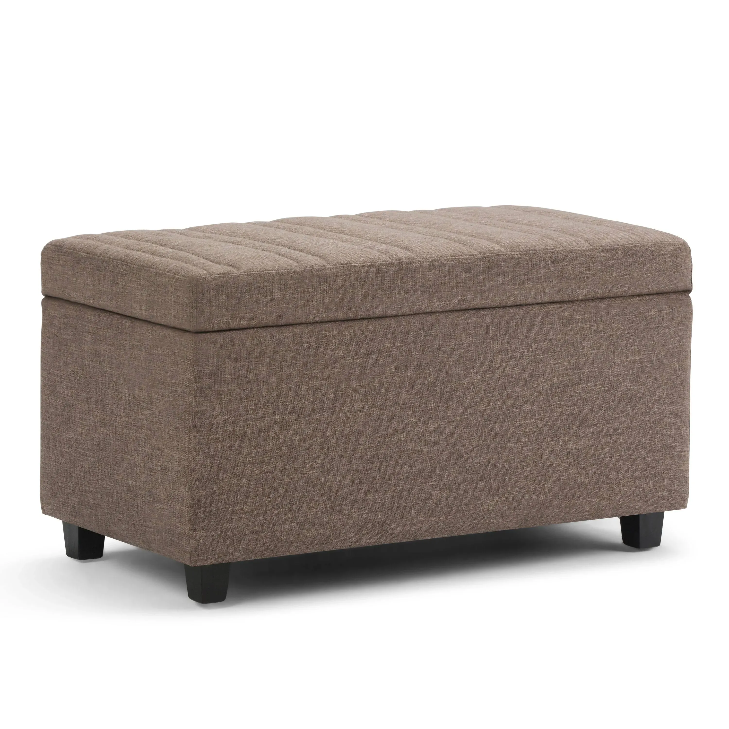 SIMPLIHOME Darcy 33 Inch Wide Contemporary Rectangle Storage Ottoman Bench in Stone Grey Vegan Faux Leather, For the Living Room, Entryway and Family Room