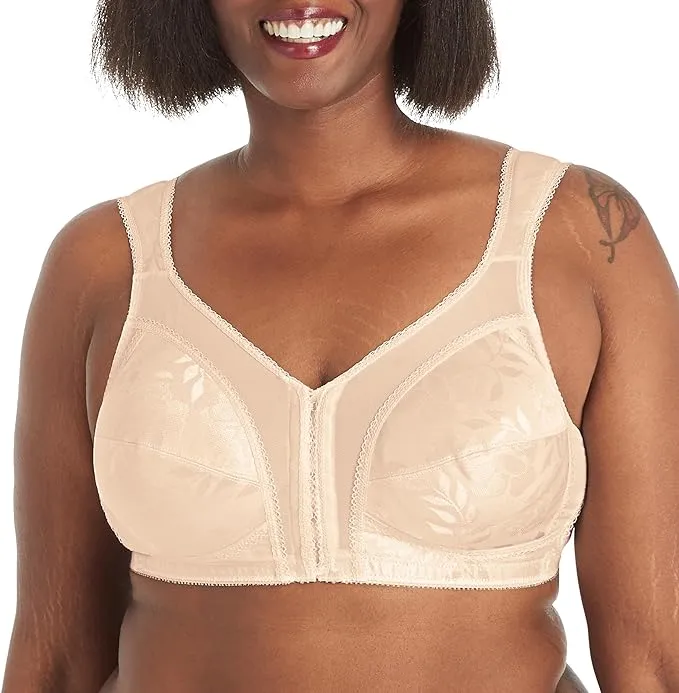 Playtex Women's 18 Hour Front-Close Wireless Bra with Flex Back, 4-Way Support Bra, Cushioned Straps