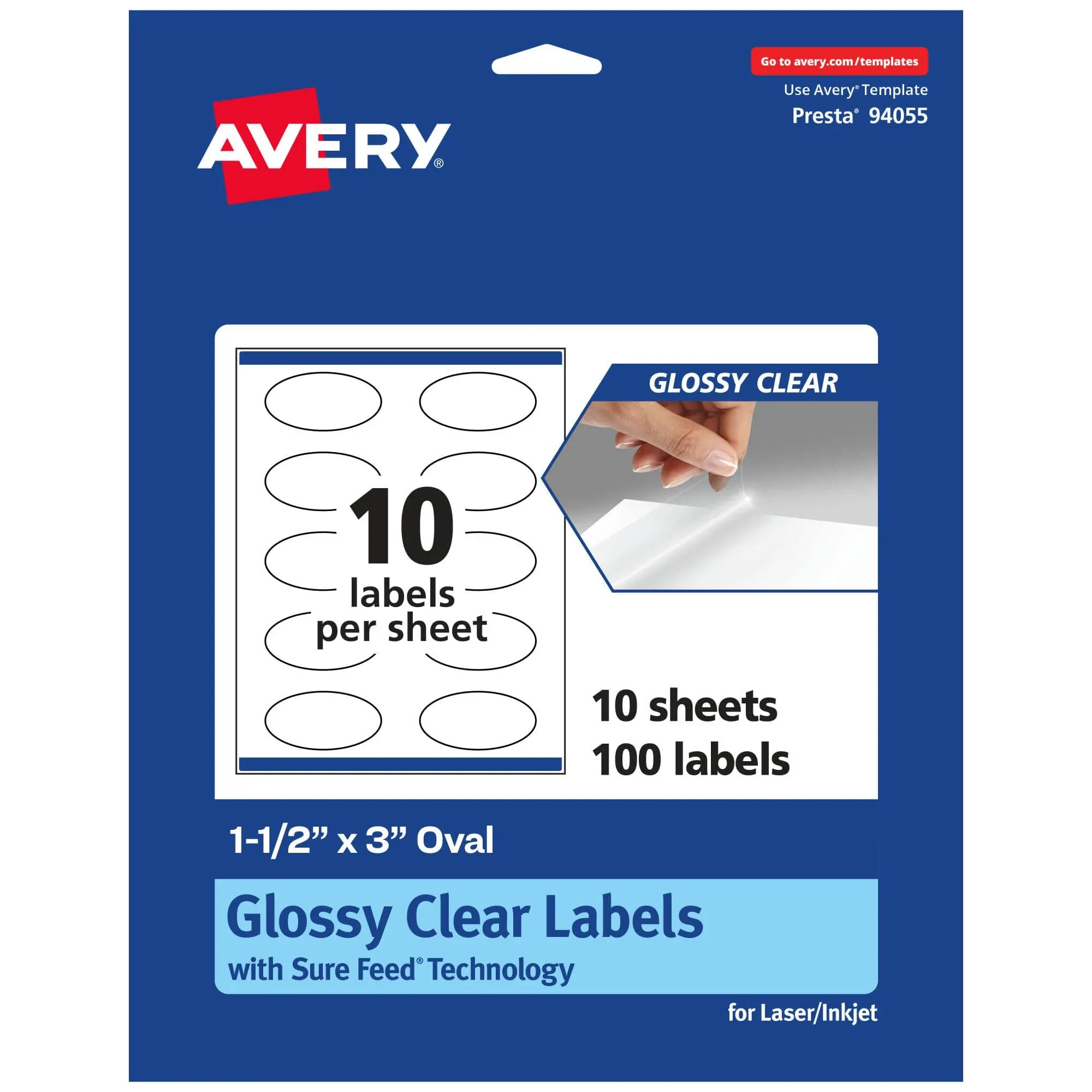 Avery Glossy Clear Oval Labels, 1.5 inch x 3 inch, 100 Labels, Size: 1.5 x 3