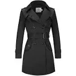 FARVALUE Women's Double Breasted Trench Coat Water Resistant Windbreaker Classic ...