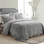 VCNY Westland Plush Quilted Bedspread Set - Full - Grey