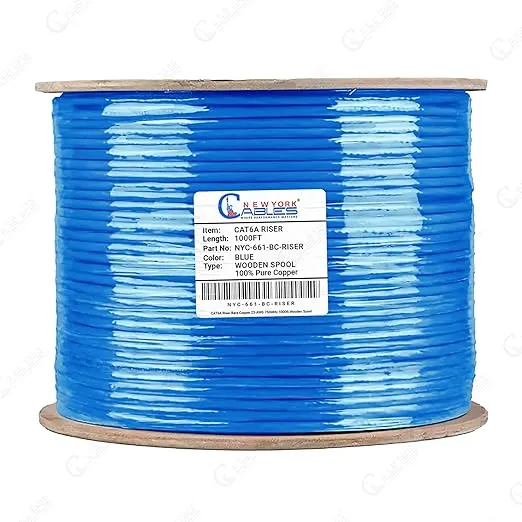 NewYork Cables Cat6a Riser Cable 1000ft - Certified 100% Solid Bare Copper Cat 6a Ethernet Cable – CMR, 23 AWG, 750 MHz, PoE++ - Unshielded Twisted Pair (UTP) -10 GB High Speed for Networking & Gaming