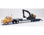 New-Ray 1:43 scale Kenworth W900 Lowboy Trailer with Construction Excavator 