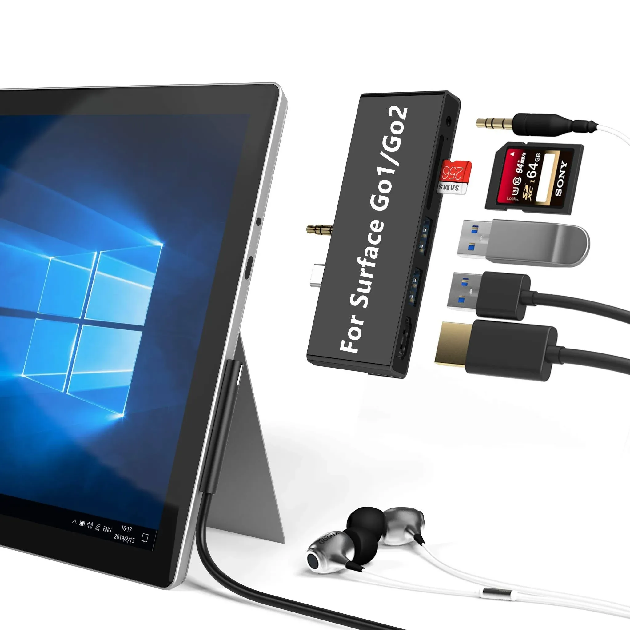 Surface Go Docking Station For Surface Go1/go2 7-in-2 Adapter with 4k Usb C to Hdmi