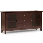 SIMPLIHOME Artisan SOLID WOOD 60 Inch Wide Contemporary Large Sideboard Buffet in Dark Chestnut Brown, For the Dining Room and Kitchen