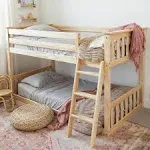 Max & Lily Twin Over Twin Low Bunk Bed, Natural