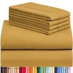 LuxClub Bed Linen Set, 6Pc King Microfiber Sheets, Medallion Gold, Deep Pockets, Wrinkle Free, Cooling, Hypoallergenic