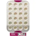 NEW~Trudeau Integrated Steel Structure Silicone 24 Cup Mini Muffin Pan-Grey/Red 