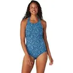 Speedo Women's Swimsuit One Piece V-Neck Shirred Halter Moderate Cut