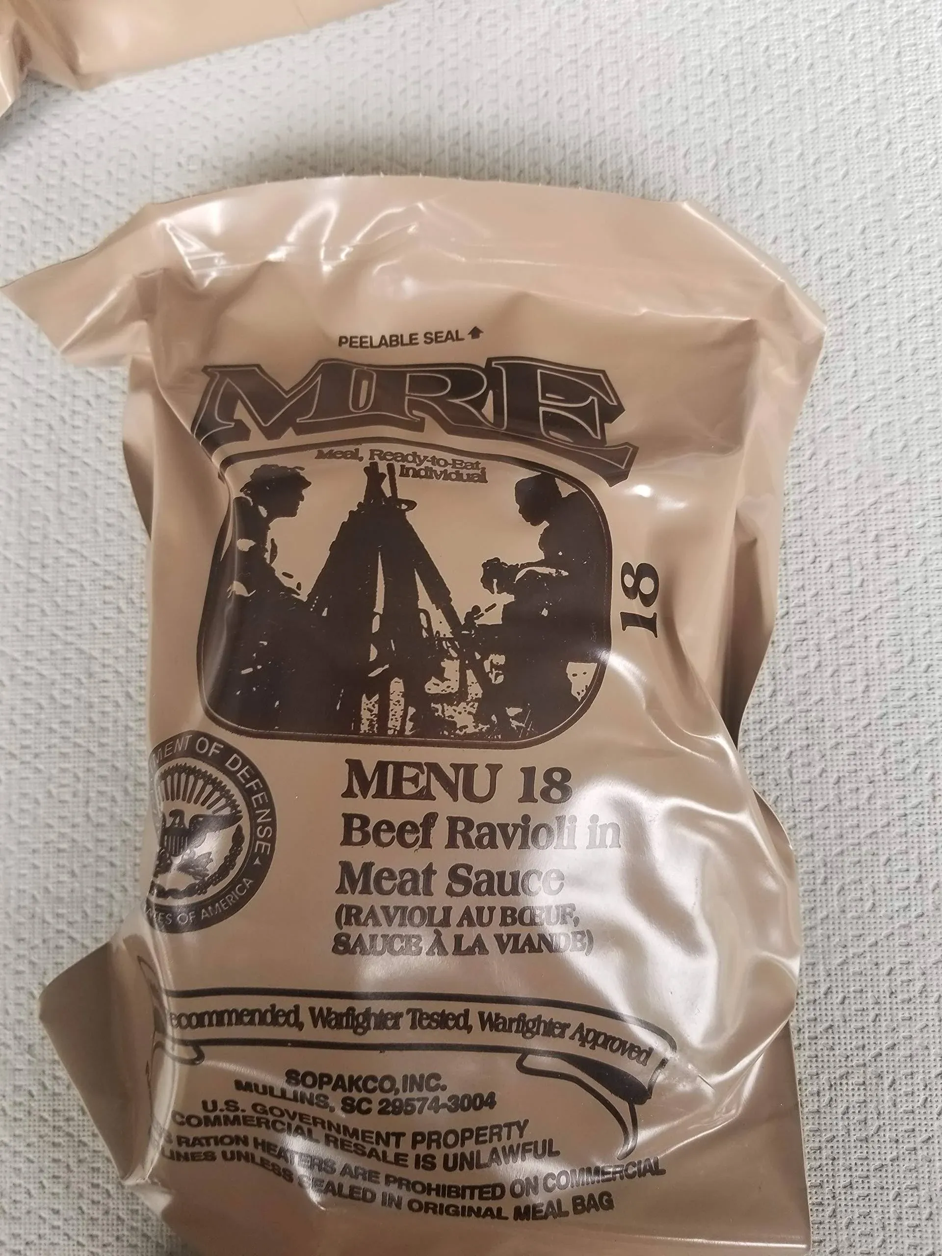 LoJo Surplus 2022 Genuine Military MRE Meals Ready to Eat with Inspection Date 2022 or Newer (Beef Ravioli in Meat Sauce)