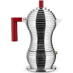 Alessi - Pulcina Espresso maker, 15 cl, silver / red