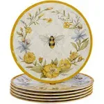 Certified International Bee Sweet Set of 6 Dinner Plates ,Multi