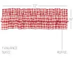 VHC Brands Farmhouse 16&#034;x72&#034; Valance Red Rod Pocket Kitchen Window Curtains