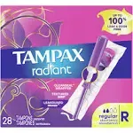 Tampax Radiant 28-Count Regular Absorbency Unscented Tampons