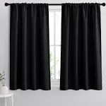 RYB Home Bedroom Blackout Curtains - Black Curtains Solar Light Block Insulated Drapes Energy Saving for Bedroom Dining Living Room, 42 x 45 Inches