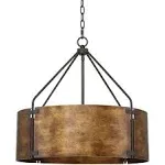 Possini Euro Design Julian Bronze Pendant Chandelier 22 inch Wide Rustic Farmhouse Metal Drum Shade 4-Light Fixture for Dining Room House Kitchen