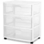 Sterilite - Home 3 Drawer Wide Storage Cart Portable Container w/Casters (2 Pack)