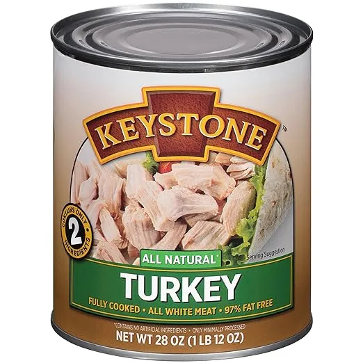 Keystone Meats All Natural Canned Turkey 28 Ounce Long Term Shelf Life Emergency Survival Food Canned Meat | Ready to Eat | All White Meat Pack of 1