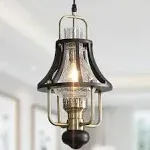 Lanpesting Farmhouse Chandeliers Black Crystal Modern Rustic Vintage Pendant Light Fixtures, Hanging Chandelier Ceiling for Dining Room Entryway