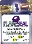 FlareSeal® Model MSP-0610 Leak Free SAE Flare Connections - Refrigerant Leaks Refrigeration, HVAC, Ductless, Schrader Valve or Mini Split Applications (3/8", Mini Split Pack - (2) 3/8" and (2) 5/8")