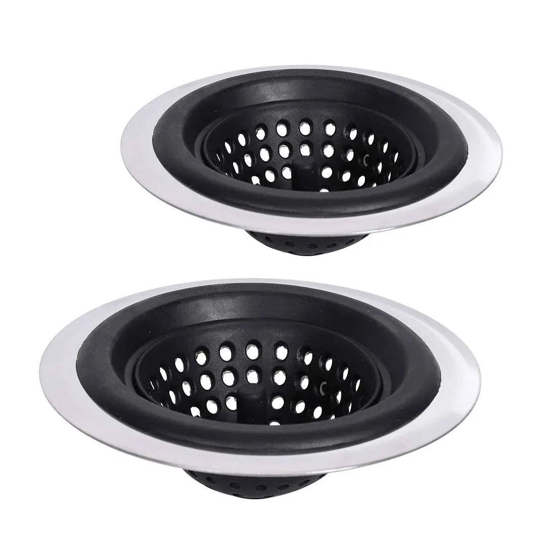 Stainless Silicone Kitchen Sink Strainer,Drain Protector,Prevent Clogging,Large Wide Rim 4.5 inch Diameter,Tools Home Improvement,Pack of 2 (Black)