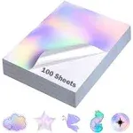 50 Sheets Holographic Sticker Paper 8.5 x11 inch for Inkjet Printer & Laser Printer US letter size Holographic Printable Vinyl Rainbow Sticker Printer Paper Adhesive Waterproof Vinyl