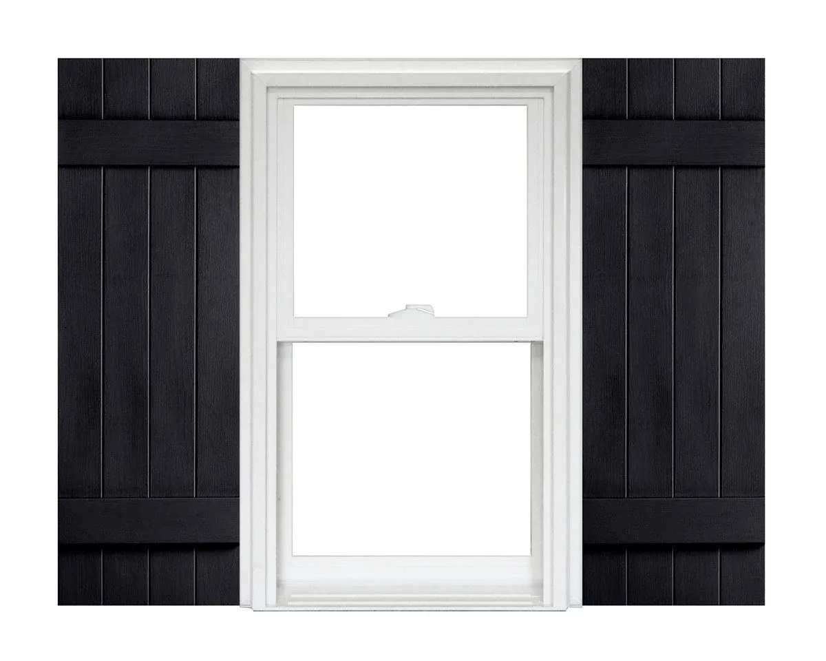 Board and Batten Joined Vinyl Shutters 14-1/2 inch x 31 inch - 050 Black by Homeside