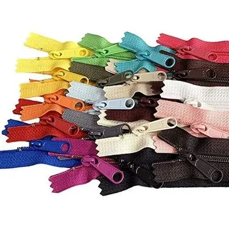 20pcs Assorted Colors - YKK #4.5 Coil Handbag Long Pull Zippers - Made in The United States (18 inch Inches)